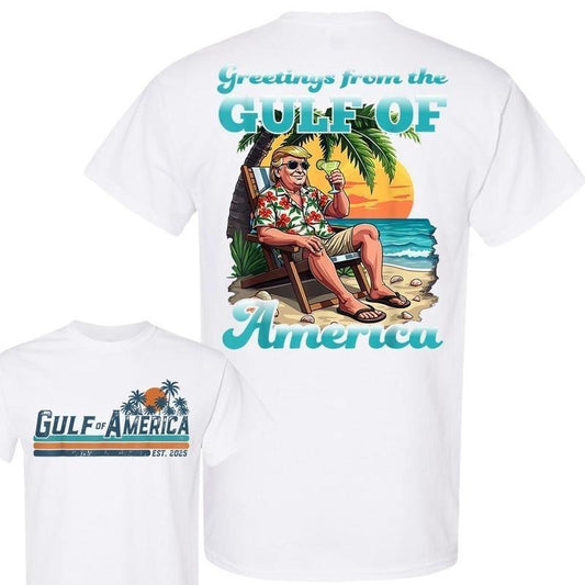 Greeting From The Patriotic Gulf Of USA America Retro T Shirt, Gulf Of America Est 2025 Graphic Printed Classic Cotton Unisex Sweatshirt, Full Size, Full Color, T-Shirt For Men And Women