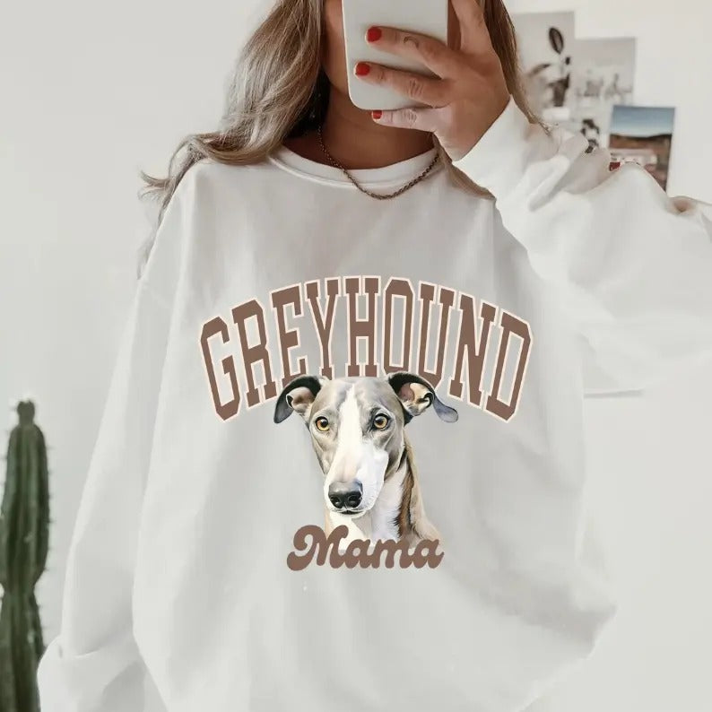 Greyhound Mama Sweatshirt ~ Sweatshirt Unisex Apparel Relaxed Fit Printed in the USA Clothing Womenswear Casual and Comfortable