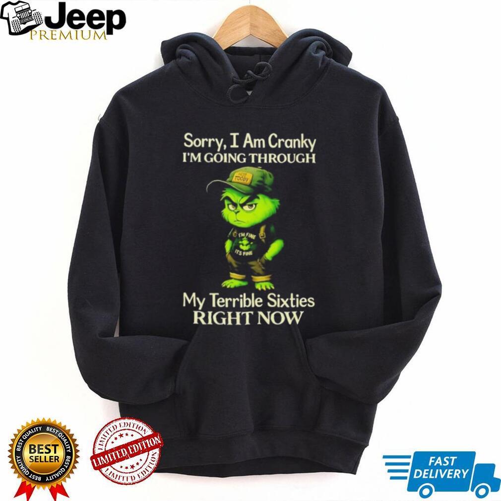 Grinch sorry I am cranky I’m going through my terrible sixties right now shirt
