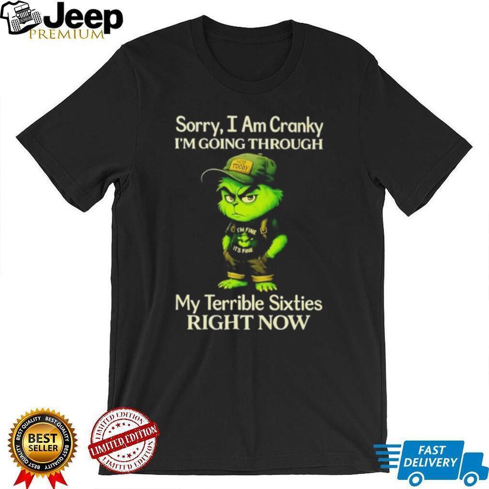 Grinch sorry I am cranky I’m going through my terrible sixties right now shirt