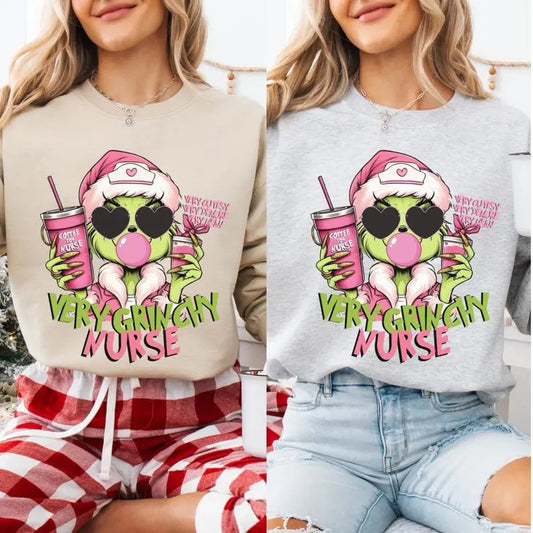 Grinchy Christmas Nurse Shirt Sweatshirt, Love Christmas Nurse Shirt, Grinchmas Nurse Shirt Sweatshirt, Gift For Him,...