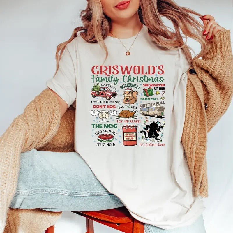 Griswold's Family Christmas Shirt, Christmas Movie Sweater, Unisex Crewneck Sweatshirt & T-Shirt, Holiday Party Cotton Shirt