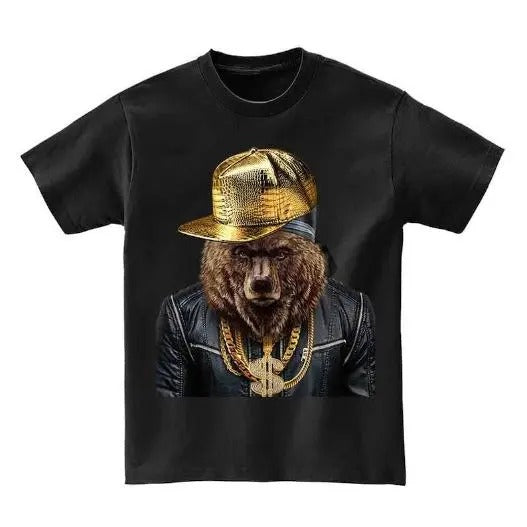 Grizzly Bear as Hip Hop Rapper, Rapping - Short Sleeve Unisex, Men Made in USA