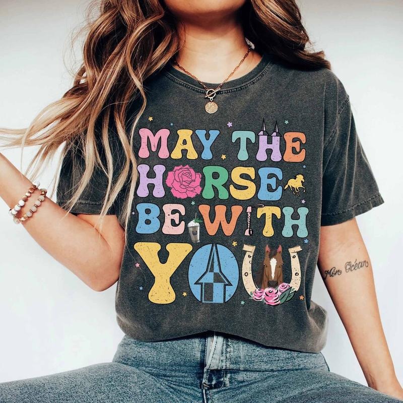 Groovy Horse Racing Kentucky Derby Comfort Colors Shirt, May The Horse Be With You KY Derby 2024, First Saturday In May Tee, May The Fourth Derby 105th Tee