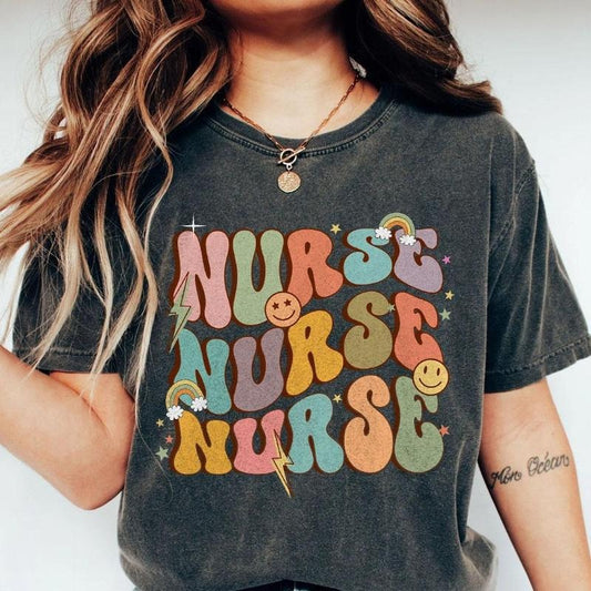 Groovy Nurse Shirts, Nurse Shirt, Retro Comfort Nurse Shirt, Comfort Color Nurse Shirt, Medical School Gift, Nurse Graduation Gift, Registered Nurse, Cute Nurse Shirt, Shirt For Women, Nurse Appreciation, Women Tops Breathable Casual