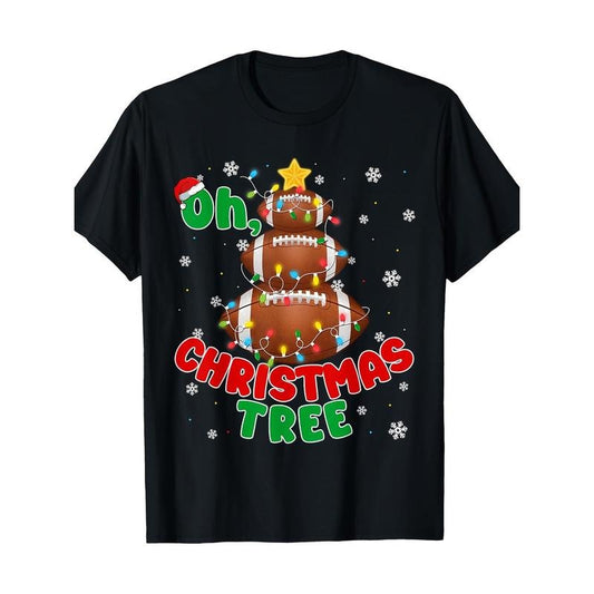 Groovy Oh Christmas Tree Xmas Football Santa T-Shirt-100% Cotton-220ghirt made in usa