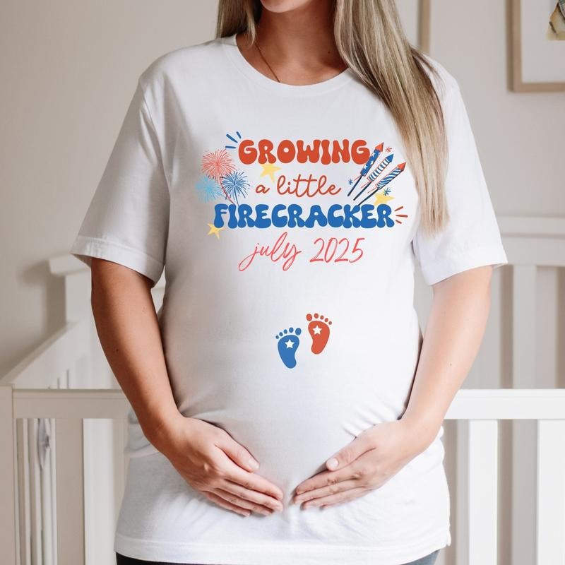 Growing a Little Firecracker Shirt, 4th of July Maternity Shirt, Fourth of July Pregnancy Announcement Tee, 4th of July Baby Announcement