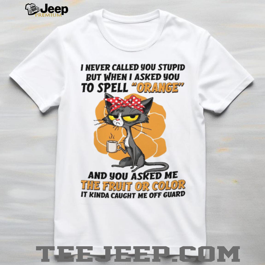 Grumpy Cat Spell Orange Sarcastic Funny Coffee Lover T Shirt