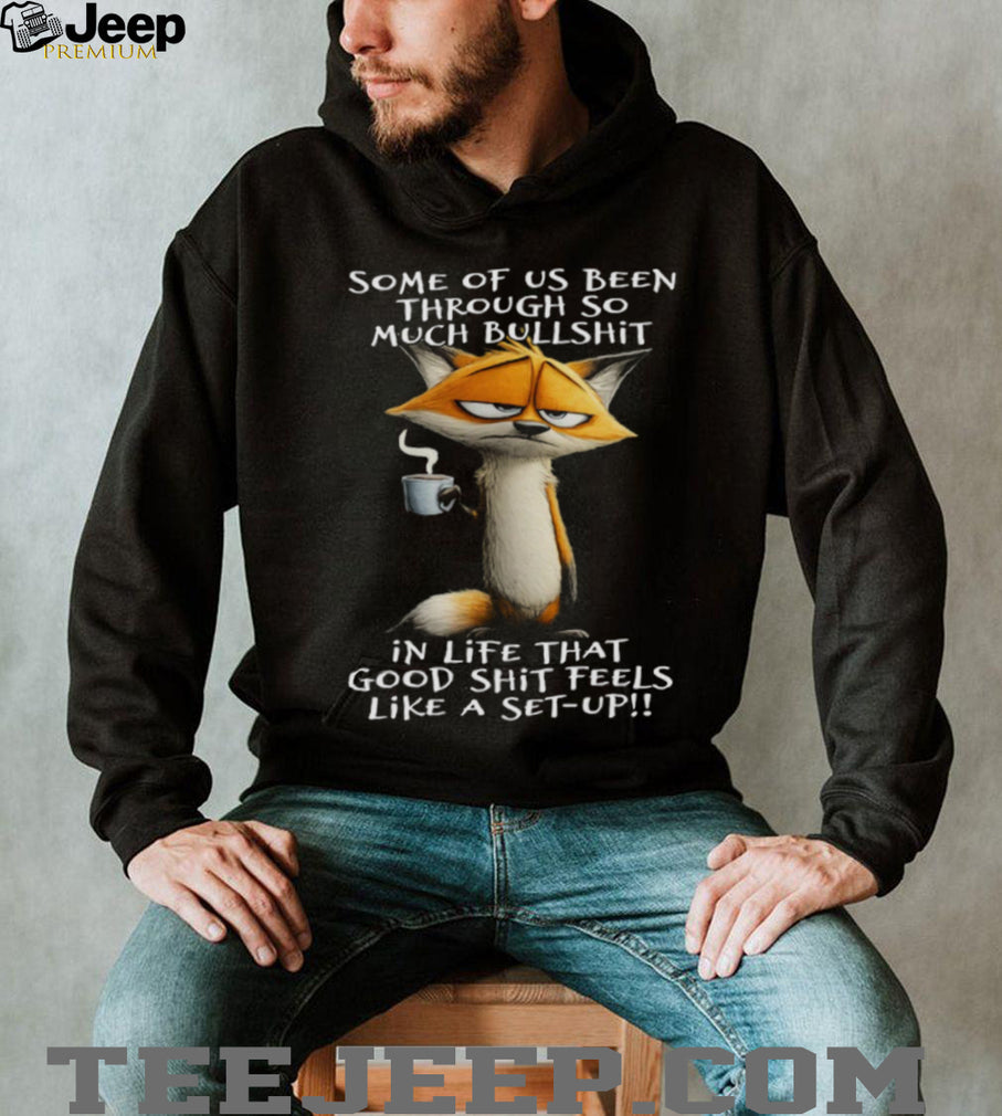 Grumpy Fox Drinking Coffee Life Quote Funny Cartoon Animal T Shirt