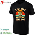 Grumpy cat sitting yes I don’t like you retro sunset shirt