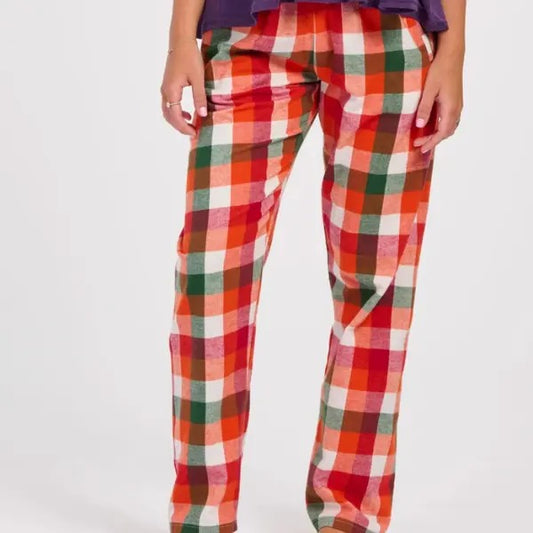 Grunge Goth Plaid Pajama Long Pants Sleepwear - Made to Order, Unisex Cotton Loungewear, Cozy Pajama Bottoms for Ultimate Comfort