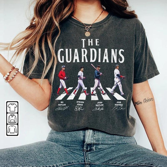 Guardians Walking Abbey Road Signatures Baseball Shirt, JosÉ RamÍRez, Josh Naylor, Bo Naylor, Steven Kwan, Cleveland, Vintage Shirt, Unisex T-Shirt, Gifts For Women Man, Short Sleeve Tee Shirt, Gifts For Birthday Sweatshirt, Hoodie, Comfort Colors