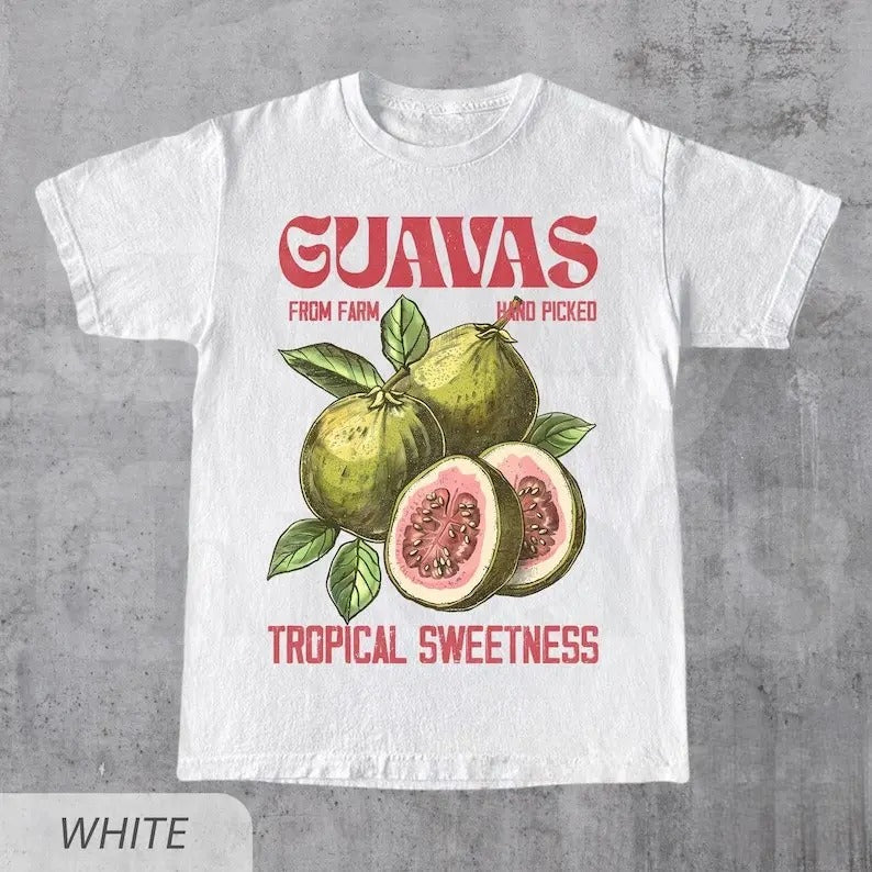 Guavas Retro Commercial Graphic Tshirt, Vintages Guavas Label T-Shirt, Exotic Fruit Lover Tee, Cute Unisex Adult Graphic T Shirt, Cool Gift