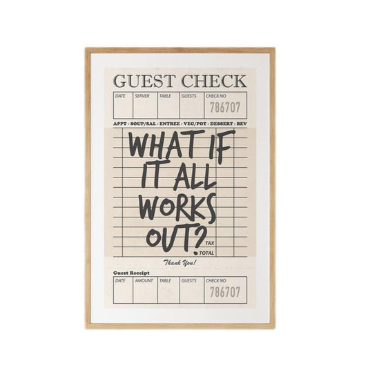 Guest Check Art, What If It All Works Out Print, Mental Health Artwork, Motivational Poster, Gifts For Women Her Bedroom...