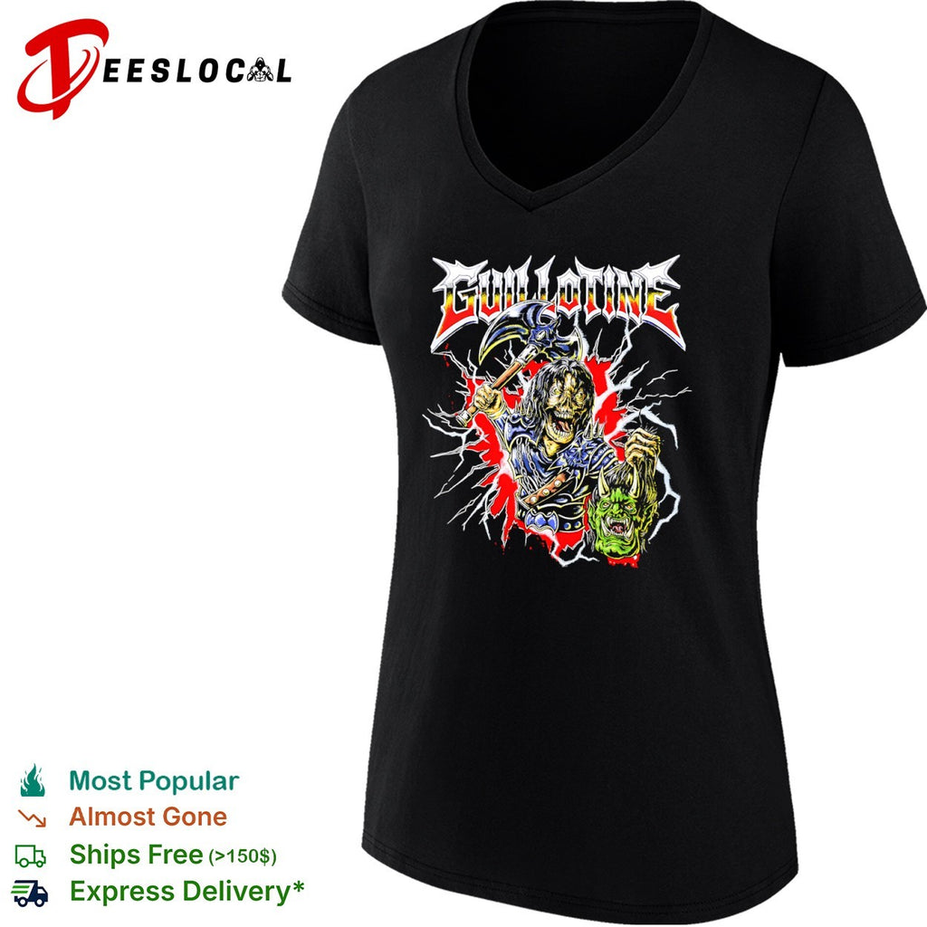 Guillotine Heavy Metal Skeleton Warrior with Orc Head Fantasy shirt