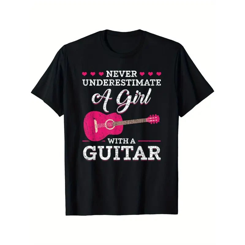 Guitarist Ladies Girl Musician Guitar T-shirt Made in USA