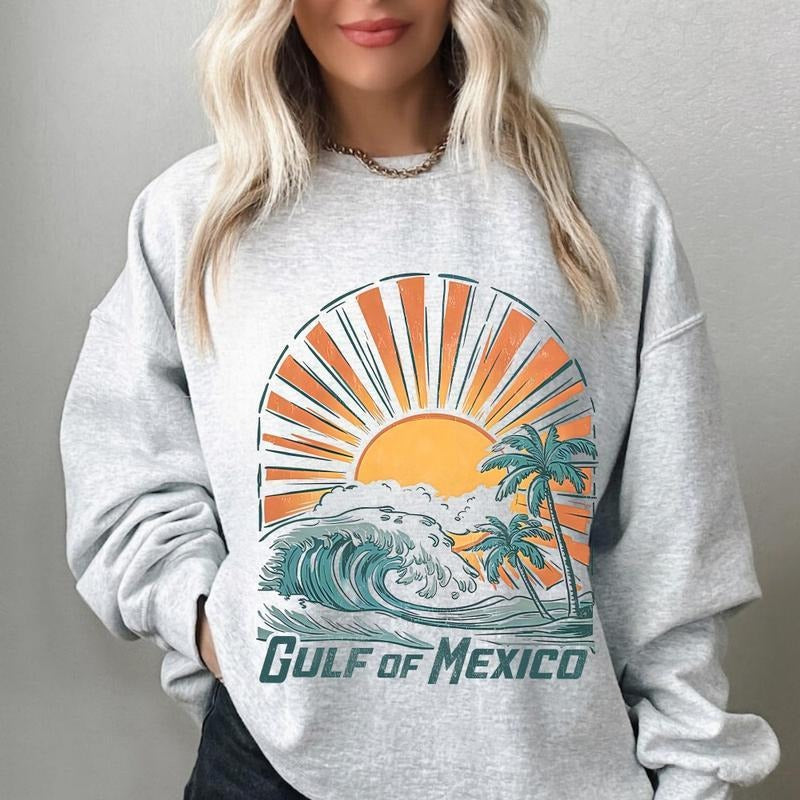 Gulf Of Mexico Shirt Hoodie Sweatshirt, Vintage Beach T-Shirt, Ocean Lover Gift, Coastal Aesthetic Outfit, Cotton Comfort Casual Wear