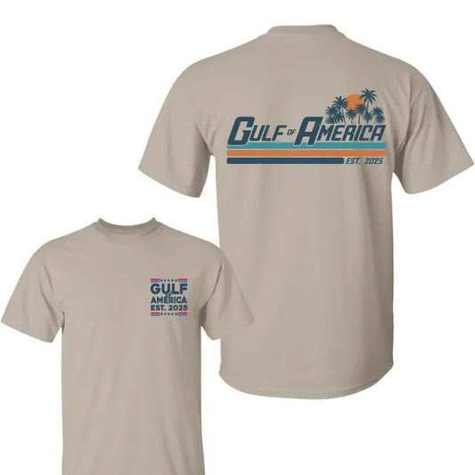 Gulf of America 2 Side Shirt, Gulf Coast Shirt, Texas Mississippi Florida Beach Crewneck Unisex Cotton T-shirt for Men for Women