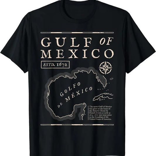 Gulf of Mexico 1672 Historic Map T-Shirt | Unisex Cotton Tee, Short Sleeve, Crewneck, Size S-5XL