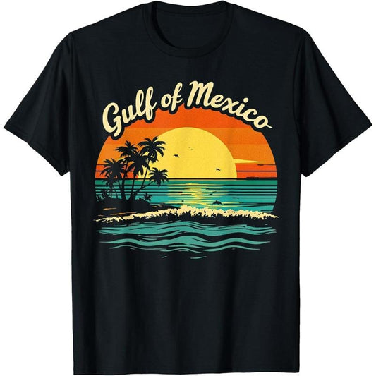 Gulf of Mexico Beach Palms Summer Holiday T-Shirt made in usa