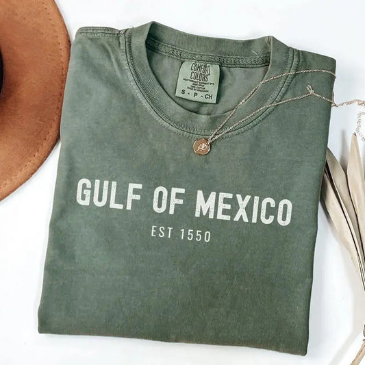 Gulf of Mexico EST 1550 Comfort Colors Shirt, Texas Alabama Mississippi Florida Coast T-Shirt, Mexico Vacation Tee