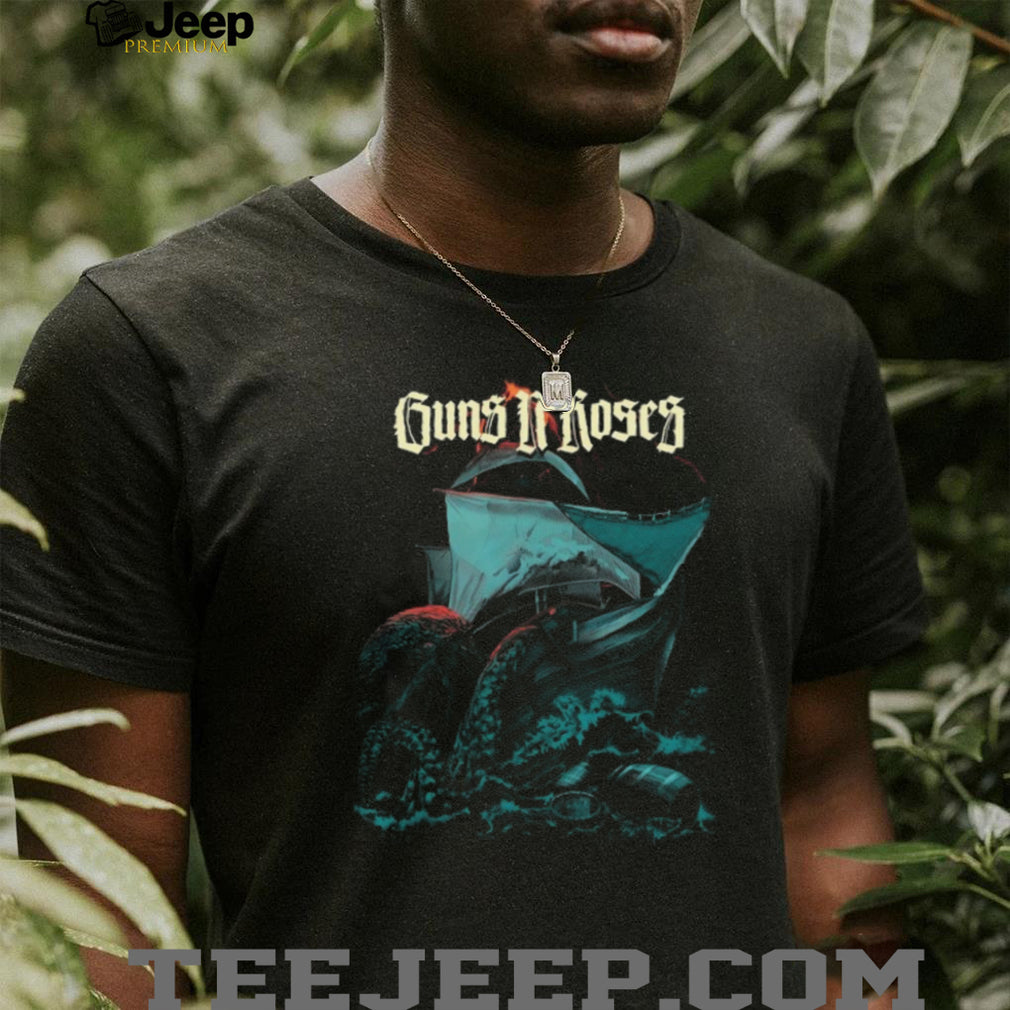 Guns N’ Roses Kraken Sea Monster Pirate Ship Graphic T Shirt