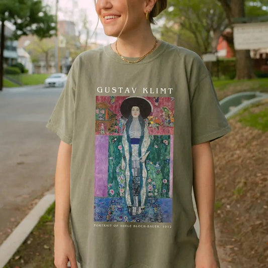 Gustav Klimt Adele Light Academia Dark Academia Indie Clothing Art Hoe Aesthetic Clothing Symbolism Vintage Art Shirt Crewneck Shortsleeve Casual