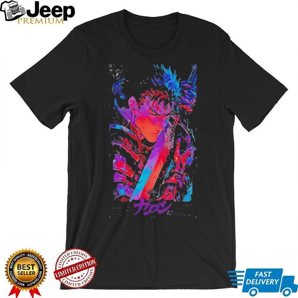 Guts Berserk Anime Neon Aesthetic Graphic Print Black T Shirt