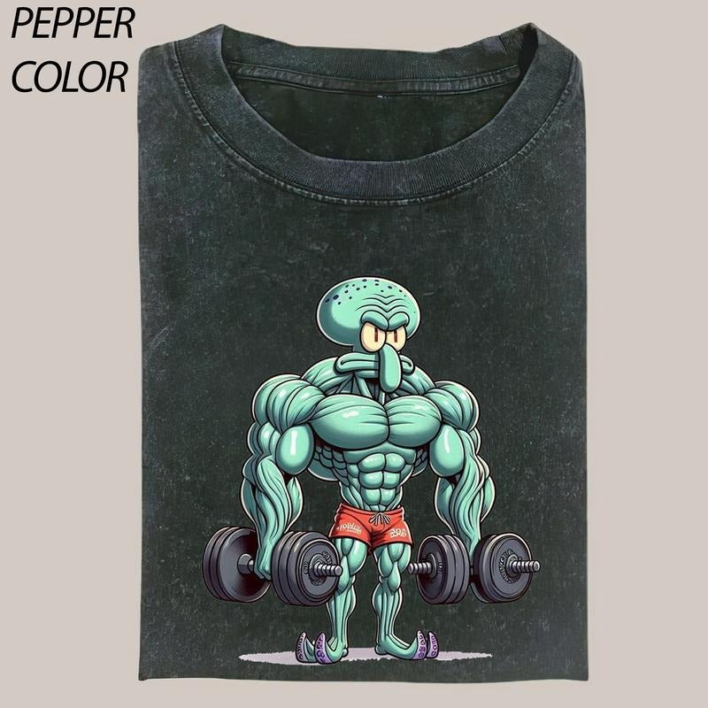 Guts Berserk T-shirt, Squidward Gym T-shirt, Drip Cartoon Graphic Tee, Funny T-shirt, Unisex Movie Shirt Menswear