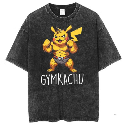 Gymkachu Vintage Tee, Pokemon Graphic Tee, Pikachu T-Shirt, Anime Shirt, Gym Shirt, Gift For Pokemon Fans, Menswear Womenswear Streetwear