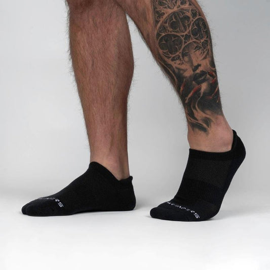 Gymreapers Black Ankle Socks with Mesh Top Panel and Cushioned Heel and Toe for Optimal Comfort and Support - Summer Plain Socks