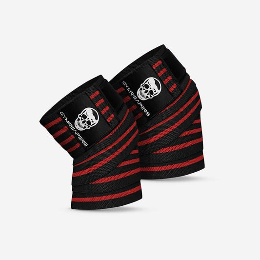 Gymreapers Knee Wraps (Pair) With Strap for Squats, Weightlifting, Powerlifting, Leg Press, and Cross Training - Flexible...