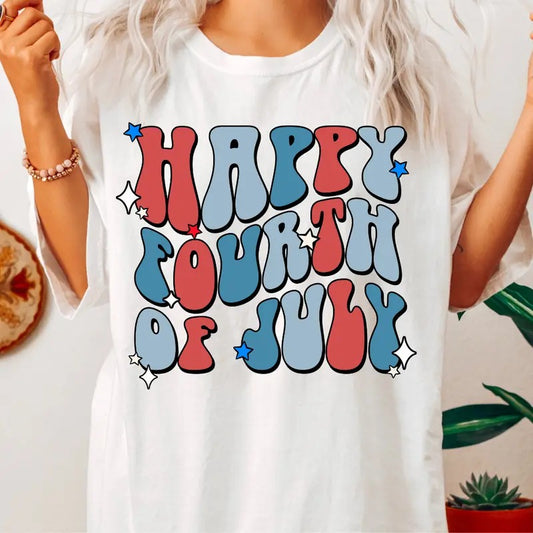 HAPPY FOURTH OF JULY SHIRT, SHIRT, FUNNY JULY 4TH SHIRT, FIREWORK SHIRT, PARTY IN THE USA, JULY 4TH PARTY SHIRT Comfort Cotton Fabric Top