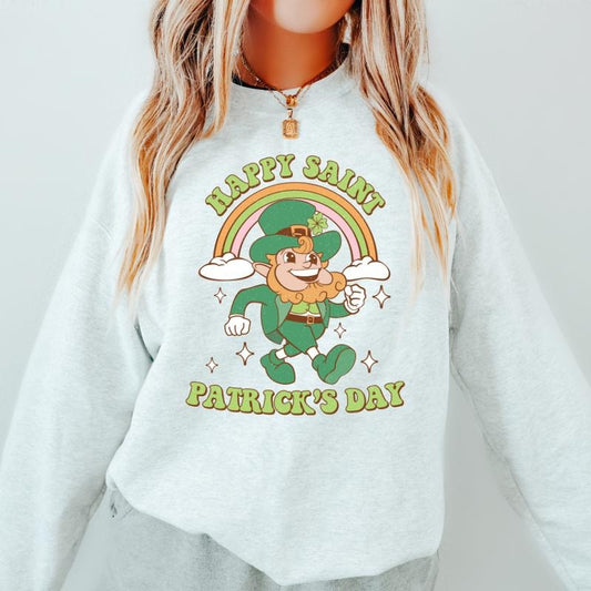 HAPPY ST. PATRICKS DAY SWEATSHIRT (UNISEX, CASUAL COTTON SWEATSHIRT, HOLIDAY ST. PATRICKS DAY) Womenswear Hoodie Oversized Sweaters Tops