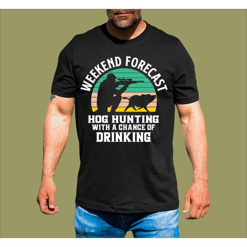 HOG HUNTING T-SHIRT For Spring And Summer Made in USA