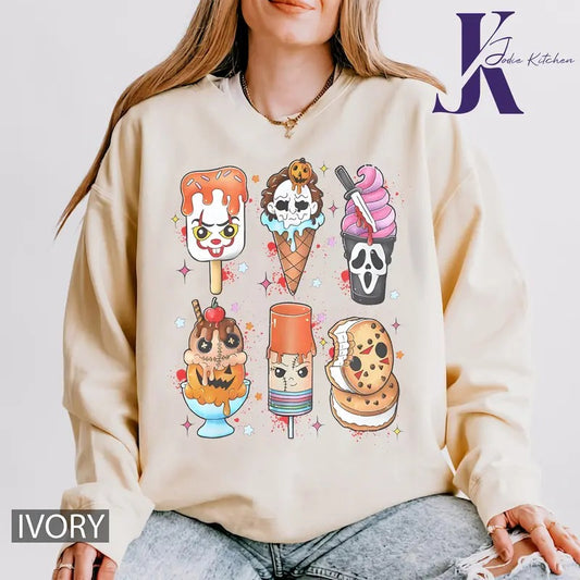 HORROR POPS COMFORT COLORS T SHIRT, HORROR COMFORT COLORS T SHIRT, HALLOWEEN COMFORT COLORS T SHIRT, GRAPHIC T SHIRT, T SHIRT FOR WOMEN Cotton Womenswear Tshirt
