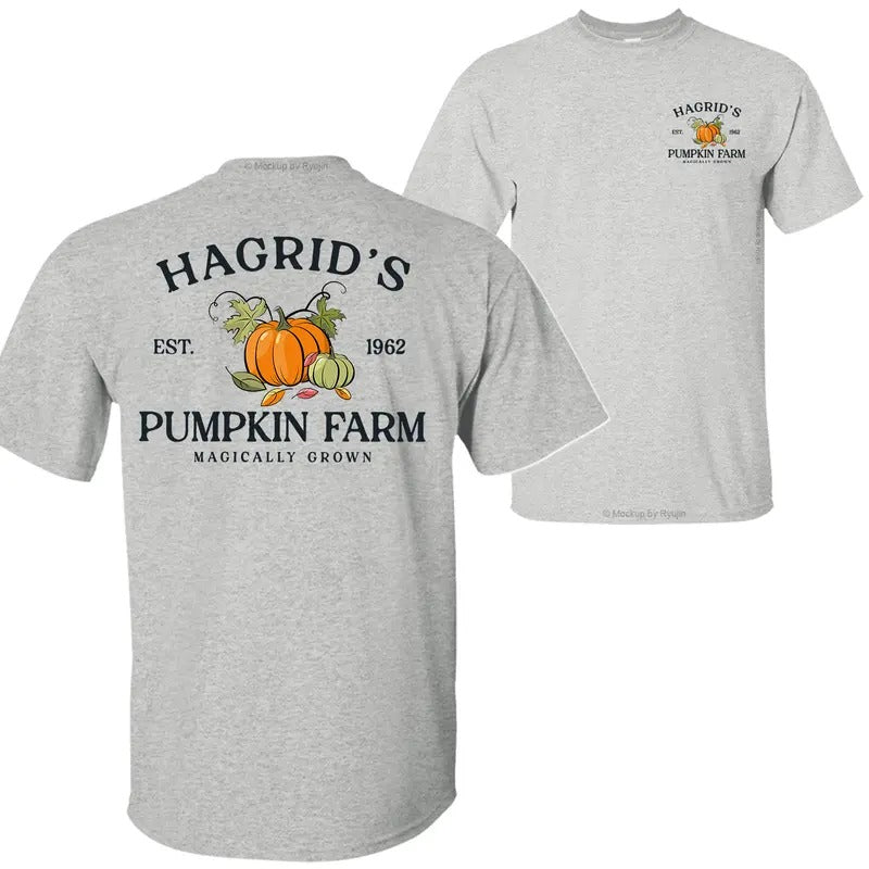 Hagrid's Pumpkin Farm Magically Grown Sweatshirt, Hagrid's Pumpkin Patch Shirt, Magical Wizard Pumpkin Shirt, Est 1962 Hagrid Home Shirt, Hagrid's Halloween Pumpkin Shirt, 2 Sided Printed Unisex Classic Cotton T-Shirts all Sizes all Colors