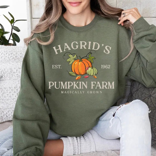 Hagrid's Pumpkin Patch Sweatshirt, Pumpkin Patch Shirt, Retro Halloween T-Shirt, Fall Sweatshirt, Wizard Tee, Autumn Fall...