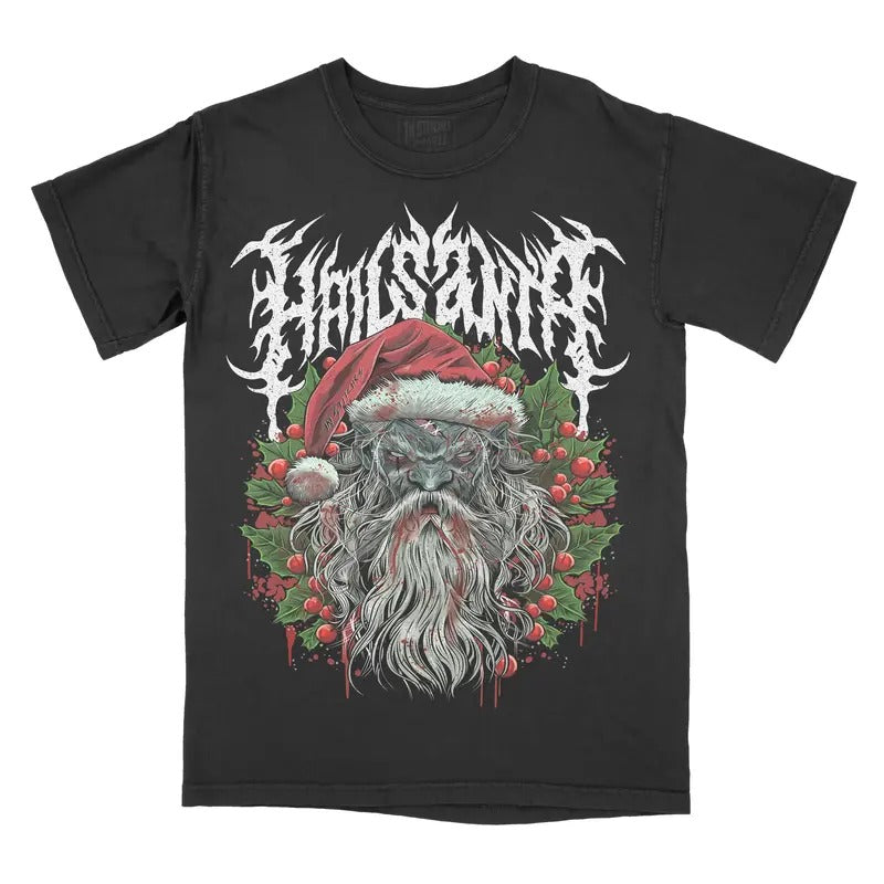 Hail Santa Graphic Tee - Comfort Colors Shirt Metal Christmas Unisex Top