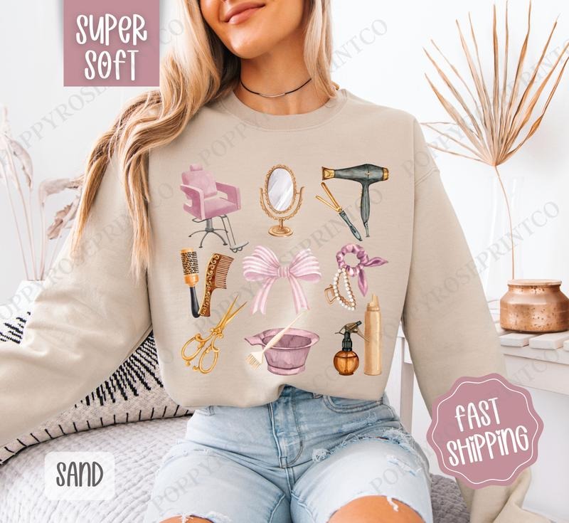 Hair Stylist Sweatshirt, Hairdresser Crewneck, Women's Sweatshirt