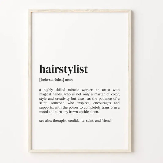 Hairstylist Definition Print, Dictionary Poster, Quote Wall Art, Hairdresser Art, Gift For Hairstylist, Hairstylist Gift Poster Prints No Frame, Gifts For Men Women Bedroom Wall Decor, Big Wall Art, Gifts For Birthday Artwork Landscape