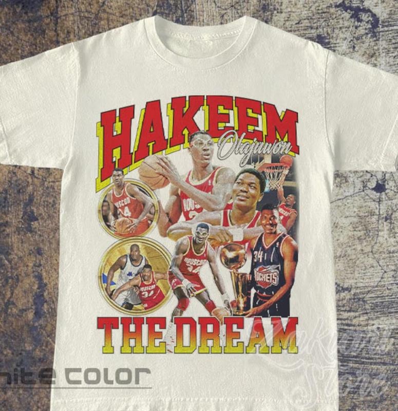 Hakeem Olajuwon The Dream Shirt, Basketball shirt, Classic 90s Graphic Tee, Unisex, Vintage Bootleg, Gift, Retro Menswear Top Underwear Streetwear