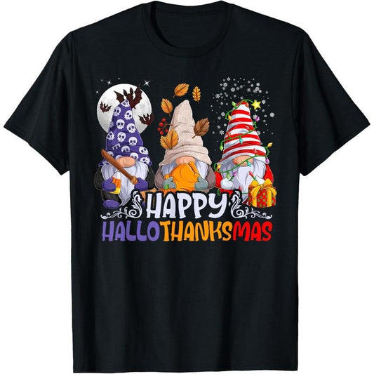HalloThanksMas Gnomes Halloween Thanksgiving Christmas Happy T-Shirtmade in us T-Shirts, Hoodie, Sweatshirt | WearSparks.com
