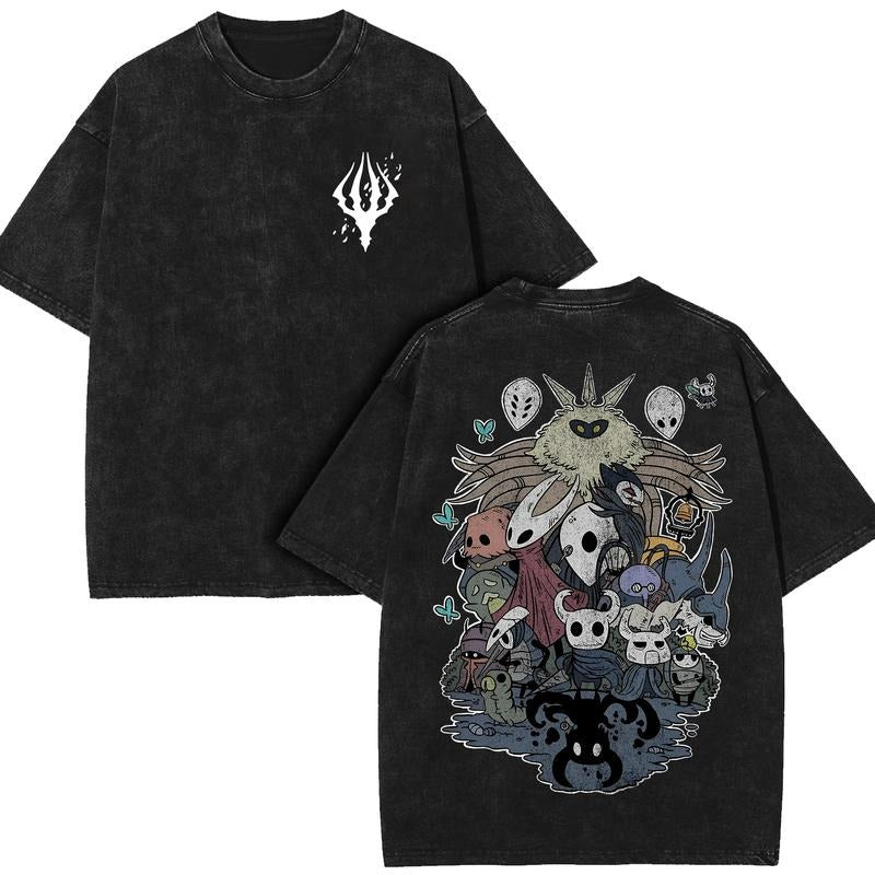 Hallow Knight Hollow Ghost Silksong shirt, Gamer Unisex tee, Emo Goth Dark Fantasy Bug Knight T Shirt, Vintage Gamer Streetwear Apparel