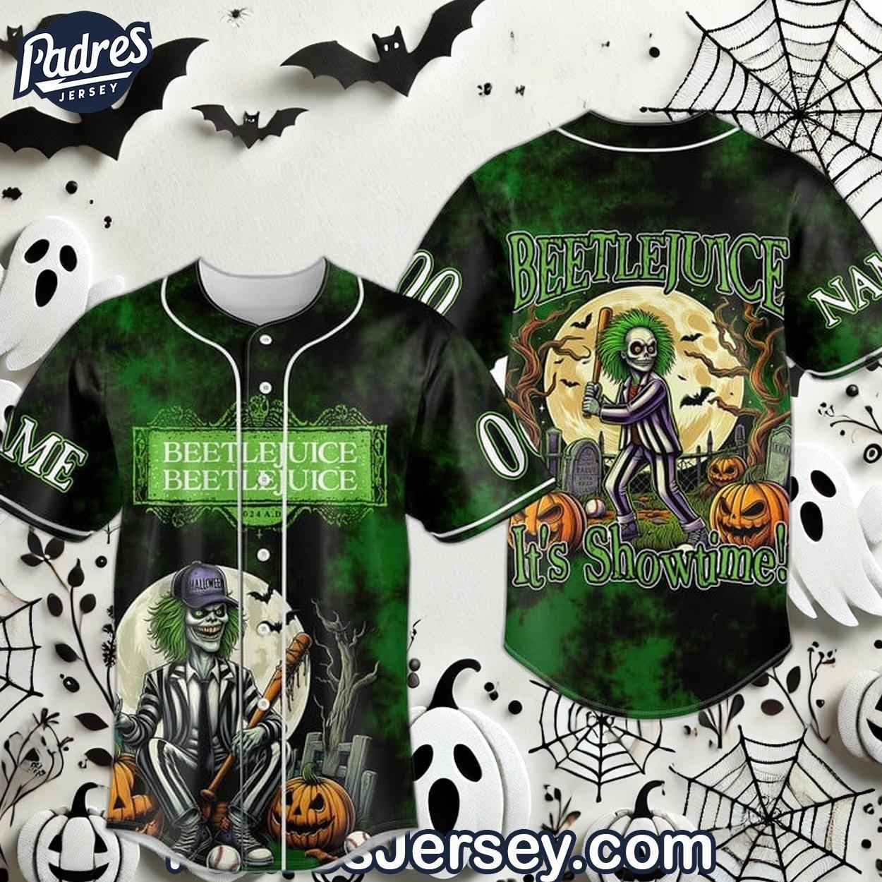 Halloween Beetlejuice Custom Baseball Jersey Style - Padres Jersey Oasis: Elevate Your Baseball Style Game... (Image 1)
