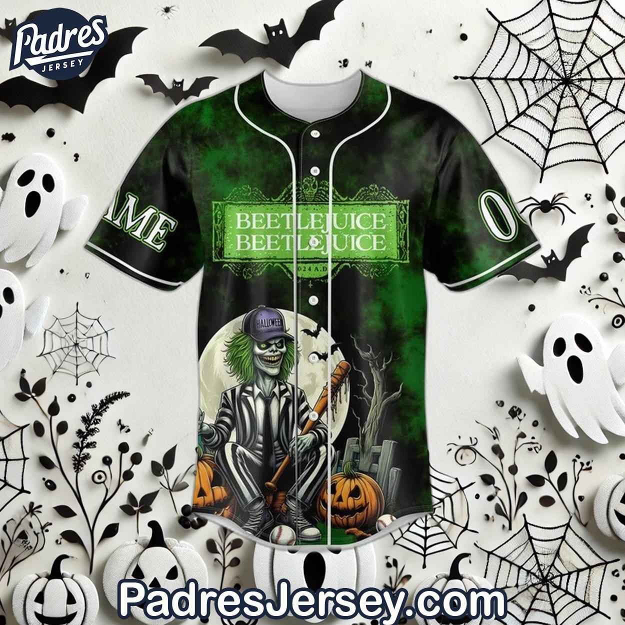 Halloween Beetlejuice Custom Baseball Jersey Style - Padres Jersey Oasis: Elevate Your Baseball Style Game... (Image 2)