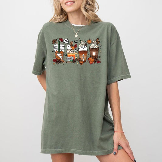 Halloween Coffee, Horror Movie, Spooky, Skeleton, Ghost, Witch, Skull, Aesthetic, Meme, Halloween, Costume, Tshirt, Women's Crew Neck, Crewneck