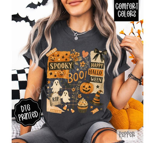 Halloween Collage Shirt Comfort Colors, Trendy Women's Tshirt