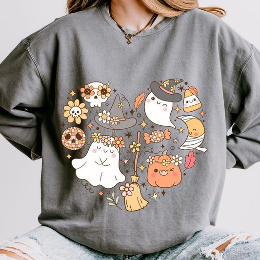 Halloween Comfort Colors Shirt, Halloween Doodles Heart Shirt #2, Fall shirt, Comfort Colors Halloween Shirt, Casual Shirt Unisex, Halloween Clothing, Graphic Halloween Apparel, Casual Cotton T-shirt, Unisex Halloween