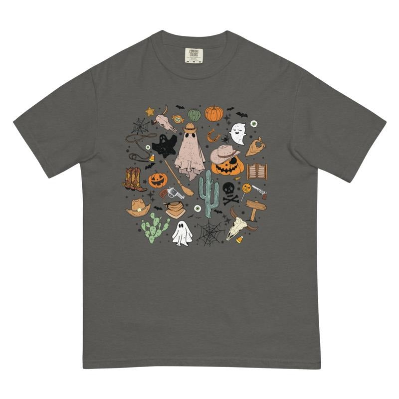 Halloween Comfort Colors Shirt, Western Halloween Doodles Shirt, Funny Ghost shirt, Comfort Colors Halloween Shirt, Casual Shirt Unisex, Halloween Clothing, Graphic Halloween Apparel, Casual Cotton